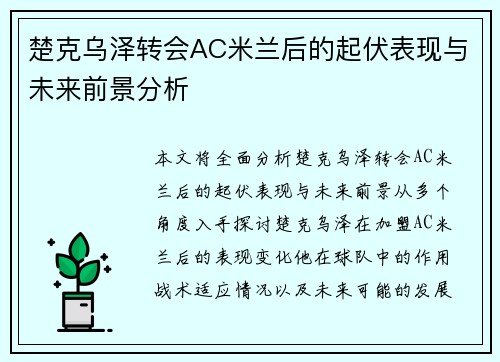 楚克乌泽转会AC米兰后的起伏表现与未来前景分析